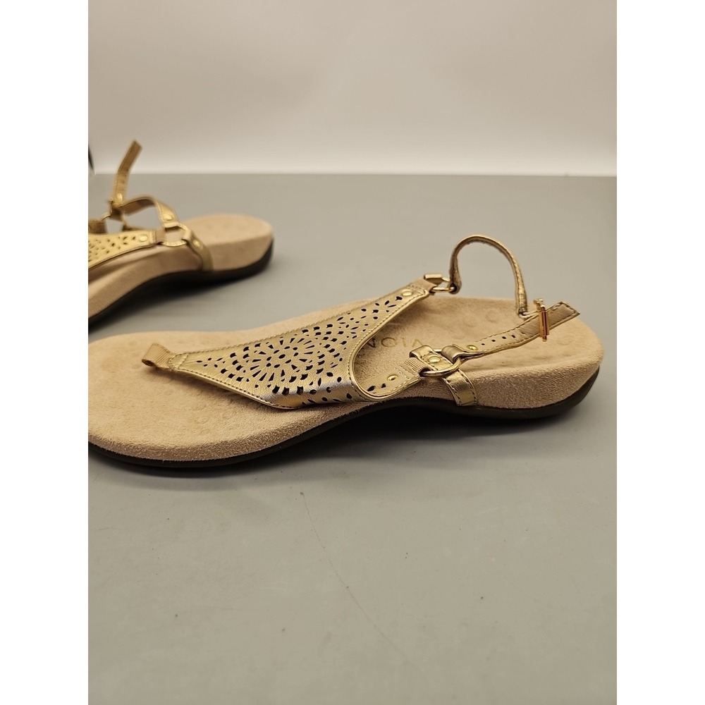 VIONIC Kirra Perf Thong Slingback Sandals T-Strap Comfort Shoes Gold Sz 9 - Picture 2 of 5